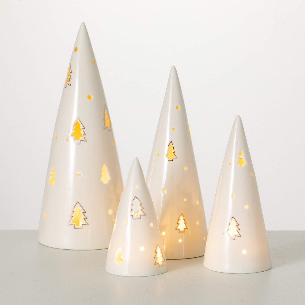 Lighted Porcelain Cone Trees 4