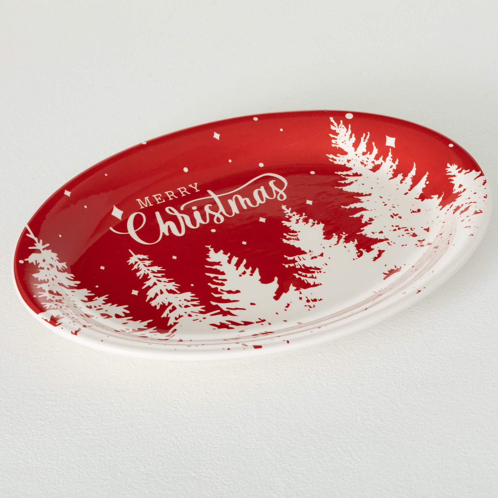 Red Christmas Tree Platter    