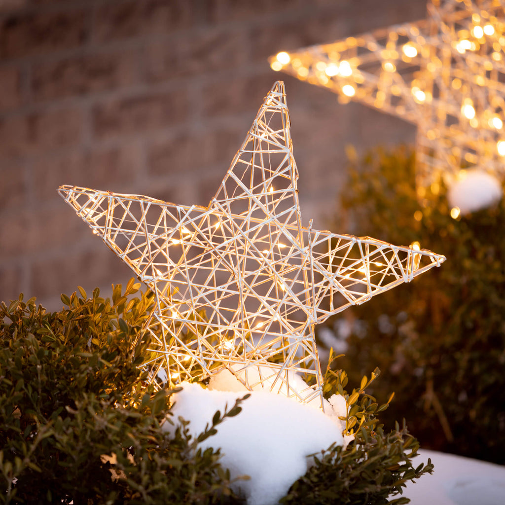 Lighted Outdoor Gold Stars    