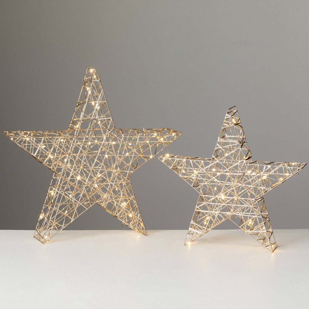 Lighted Outdoor Gold Stars    