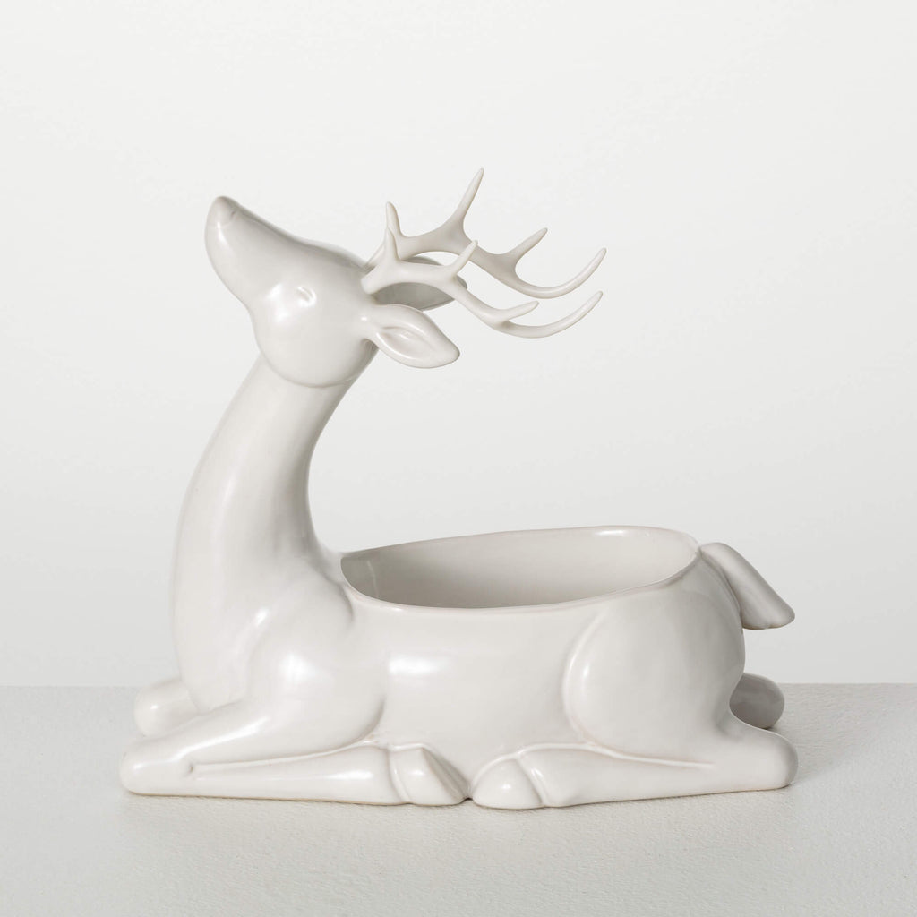 Glossy White Deer Bowl        