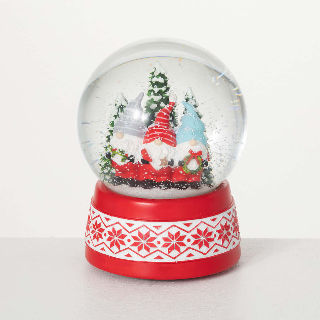 Winter Gnome Trio Snow Globe  