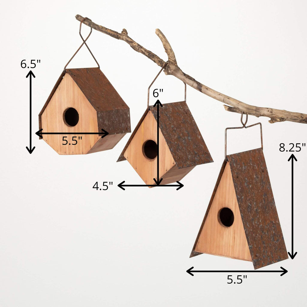 Modern Wood Bird House Set 3  