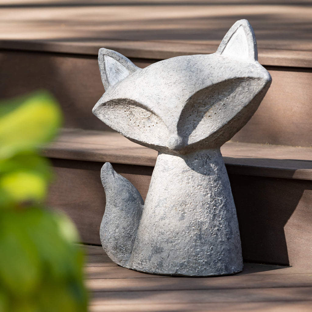 Modern Gray Fox Garden Statue 