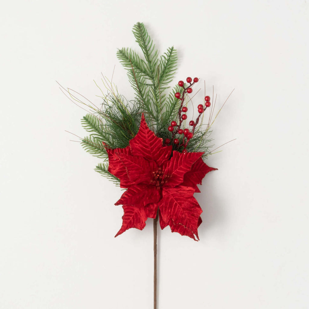 Red Poinsettia Pine Pick      