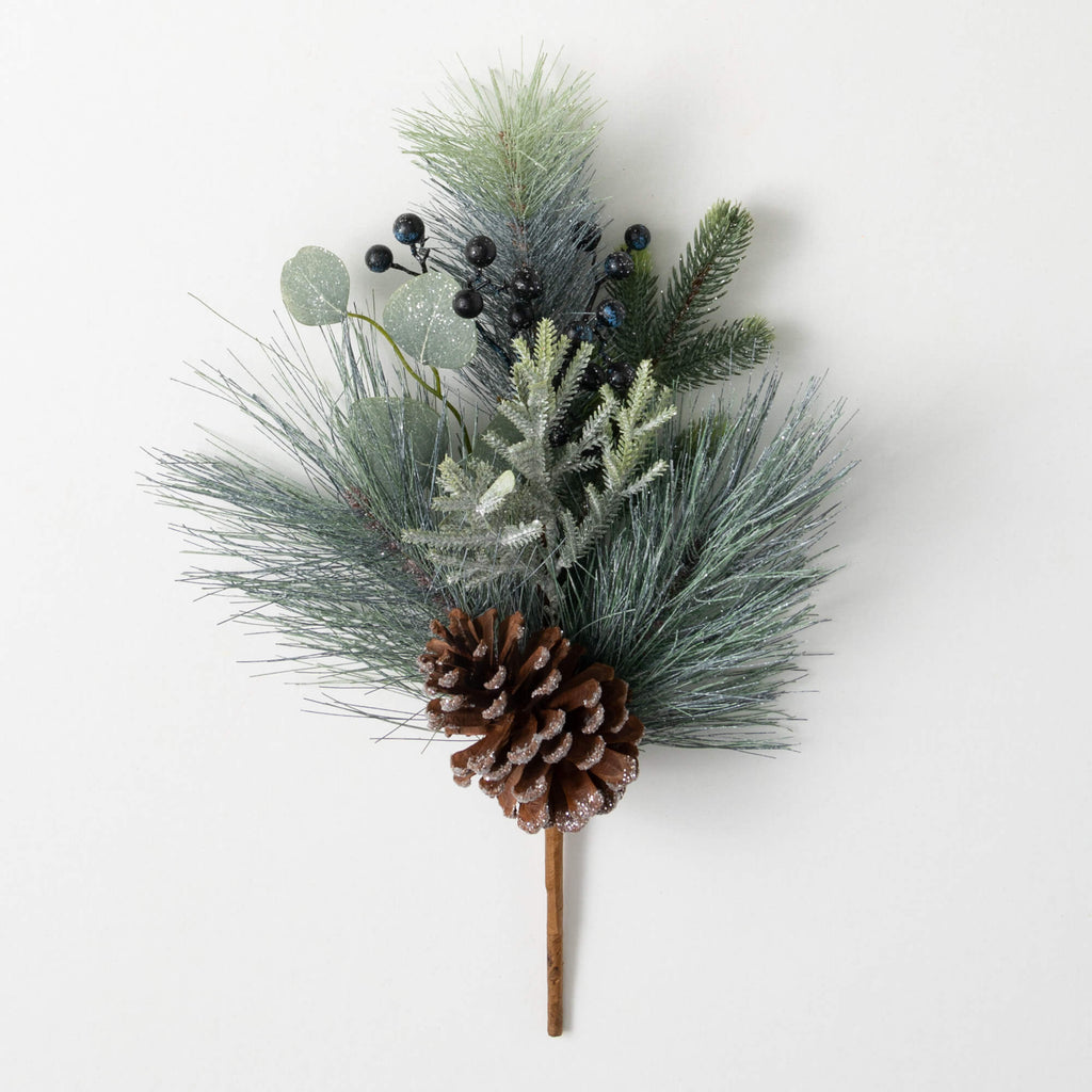 Frosted Cedar & Pinecone Pick 