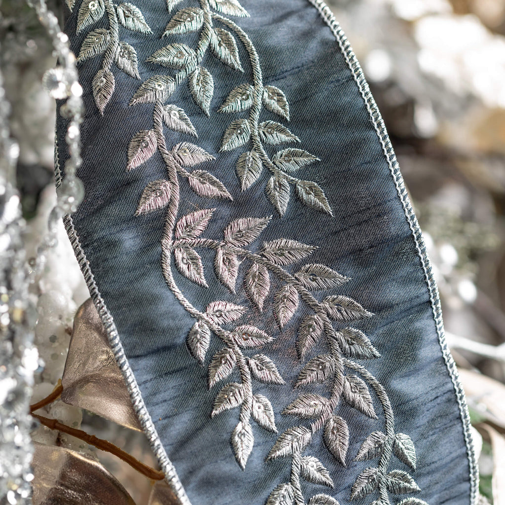Silver Leaf Pattern Ribbon    