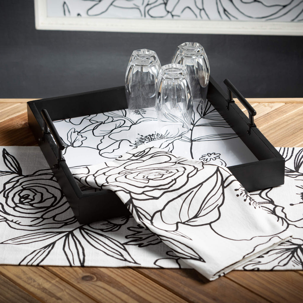 Floral Line Art Table Runner  