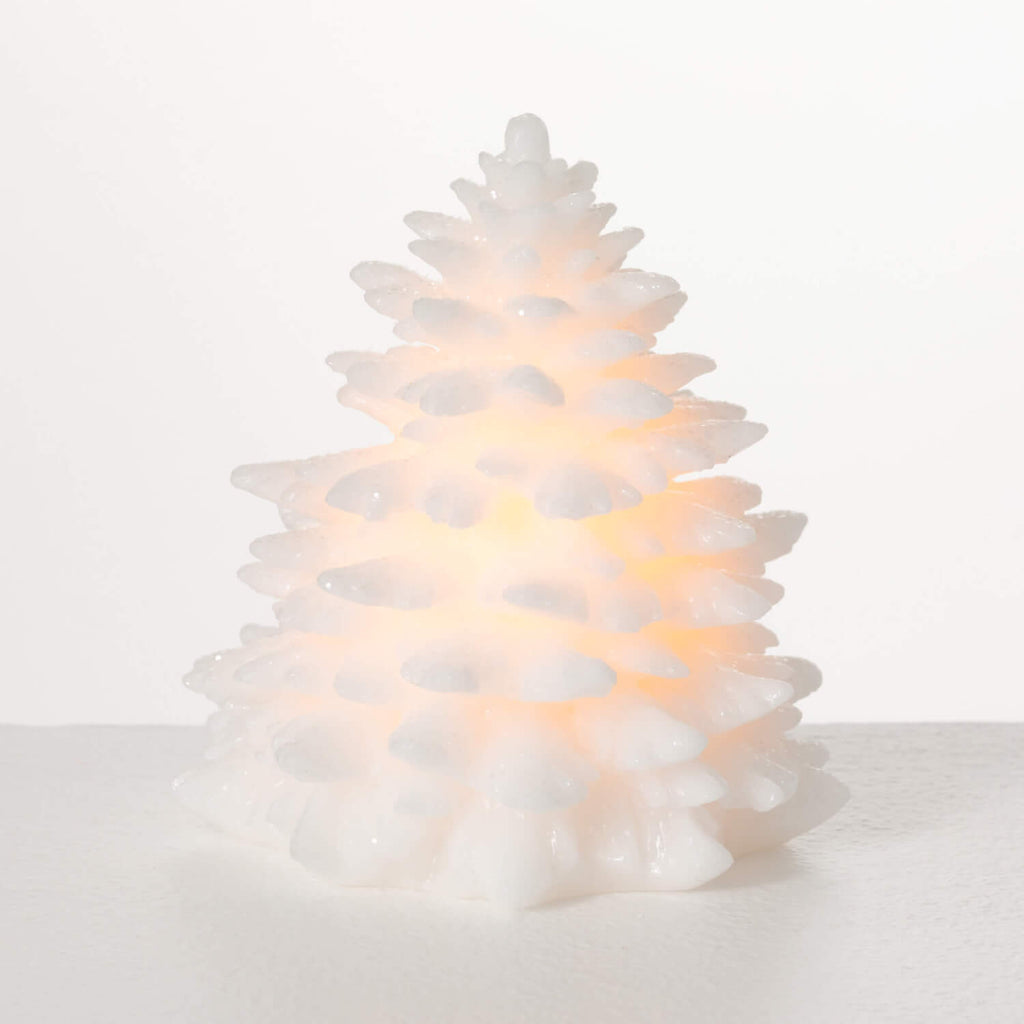 Snowy Pine Tree Led Candle    