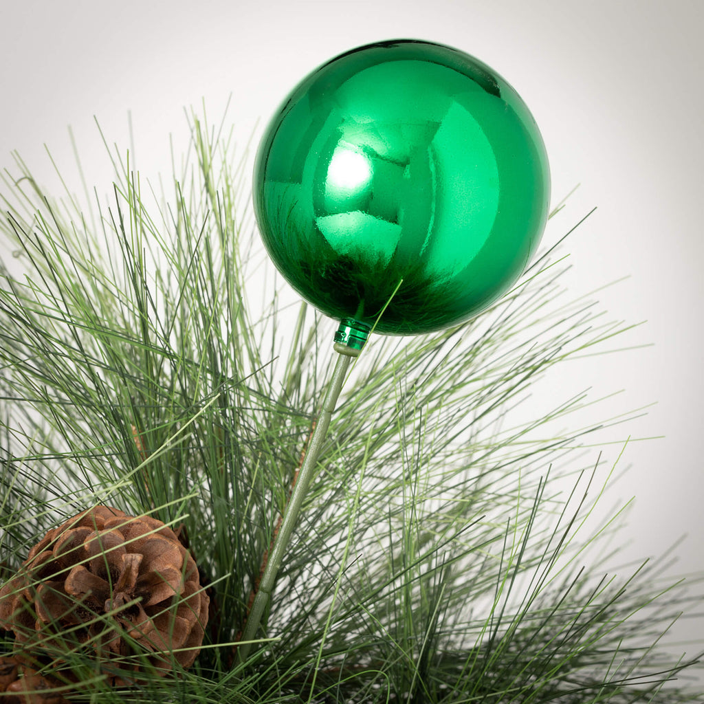 Shiny Green Ball Ornament Stem