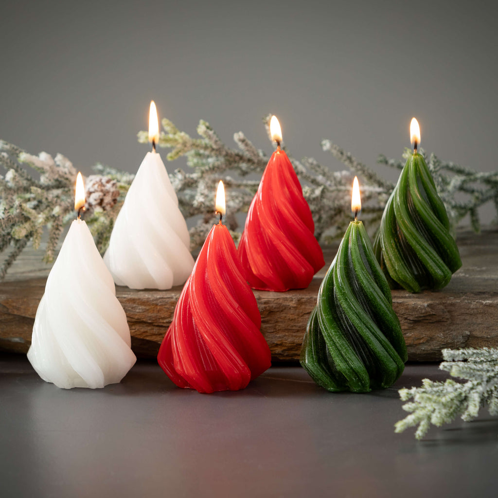 Red Christmas Tree Candle Set 