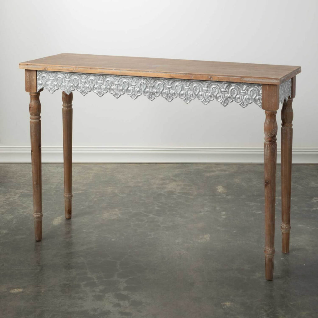 Tin Scalloped Wood Sofa Table 