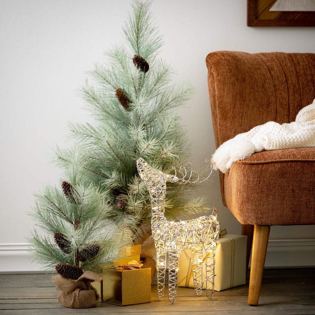 Snowy Pine Accent Tree Set 2  