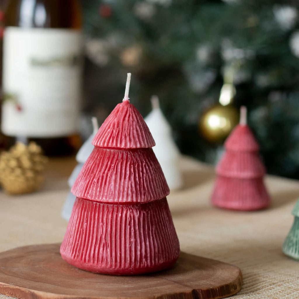 Red Christmas Tree Candle     
