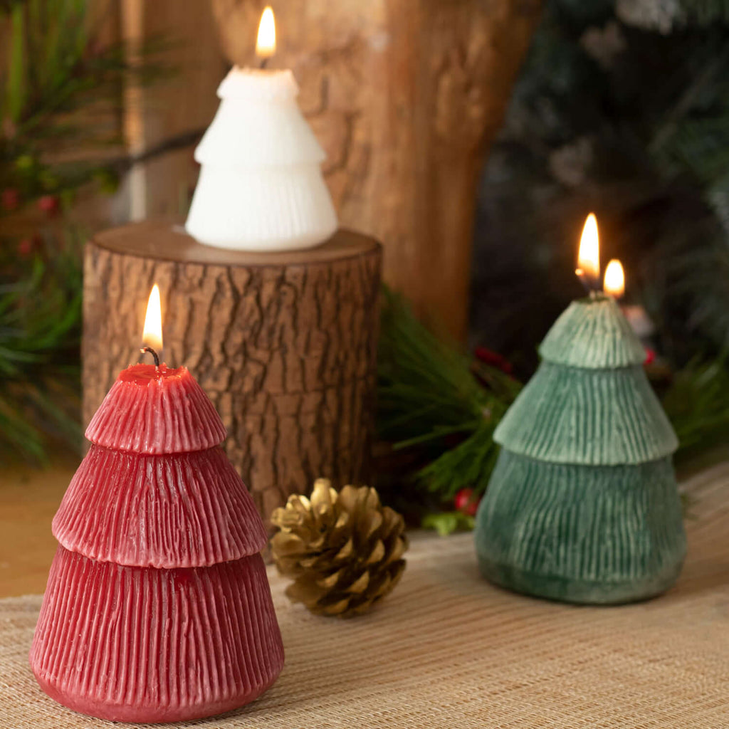 White Christmas Tree Candle   