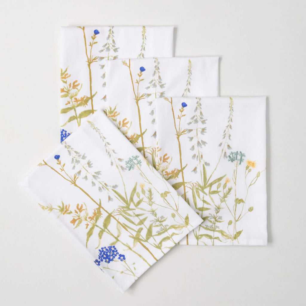 Herb Print Tea Towel Set Of 4 