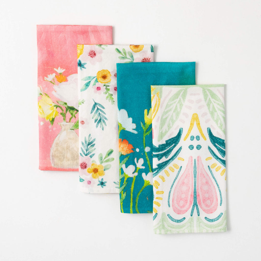 Floral Watercolor Tea Towels  