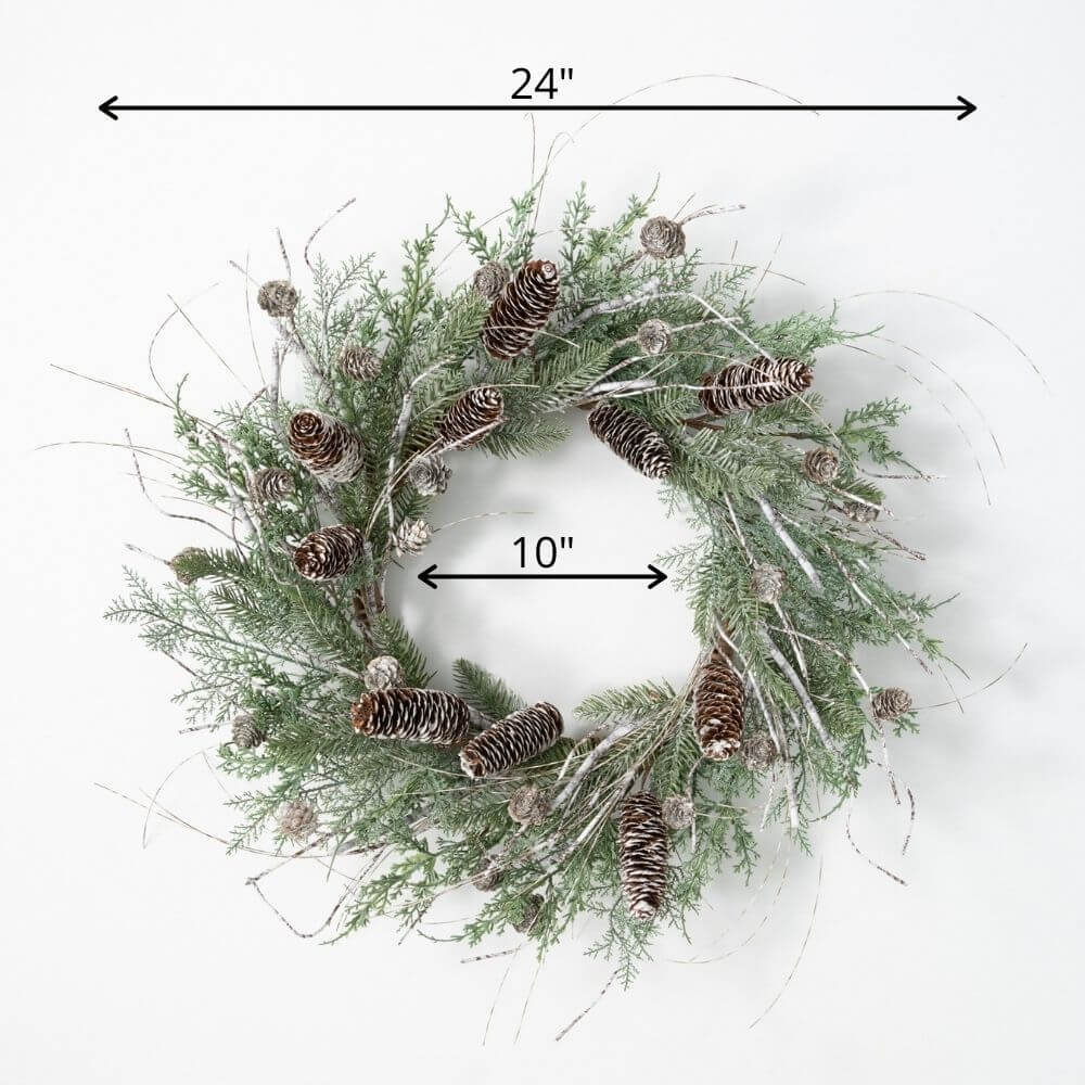 Frosted Cedar & Cone Wreath   