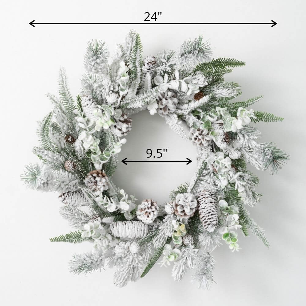 24" Flocked Pine Wreath       