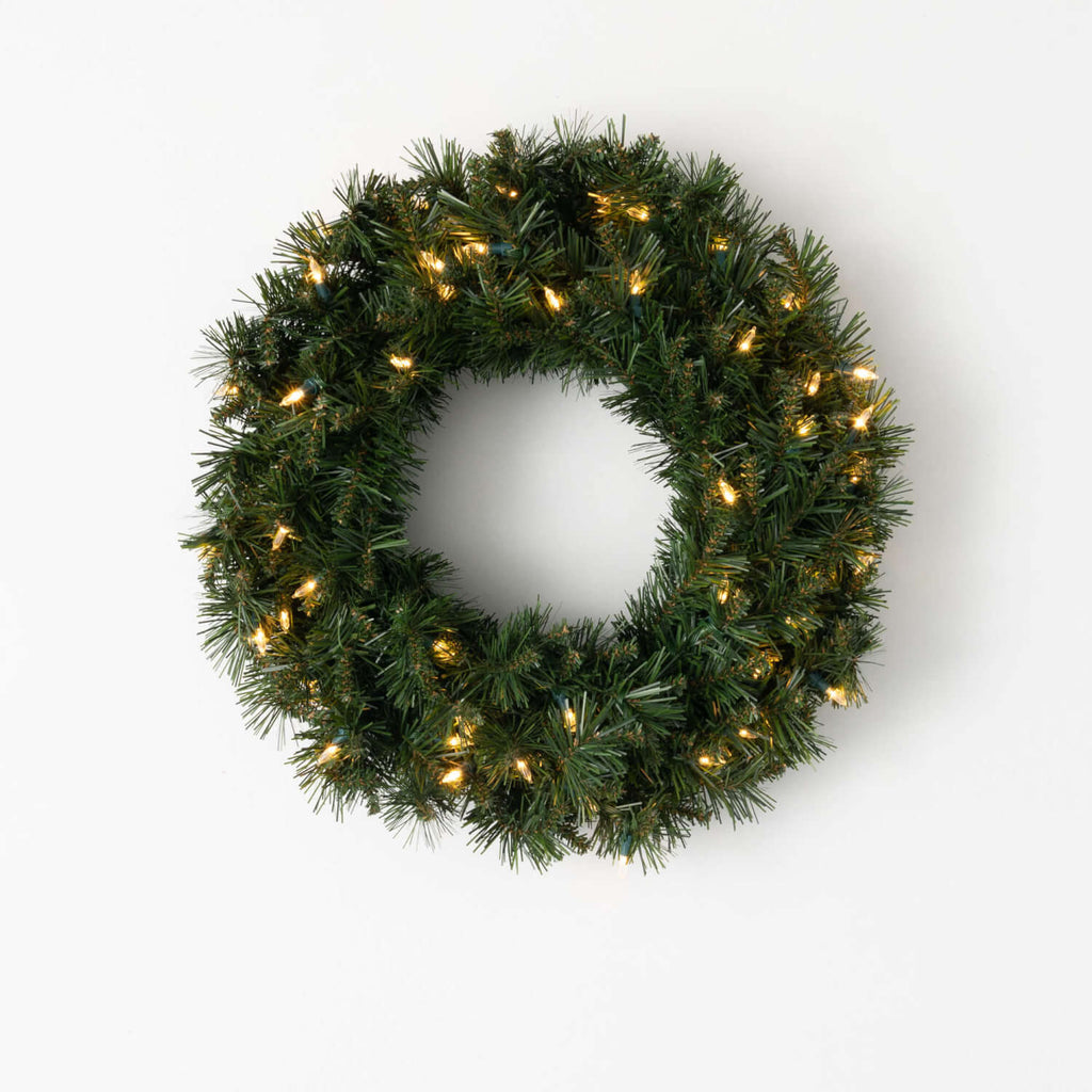 22" Lit Pine Wreath           